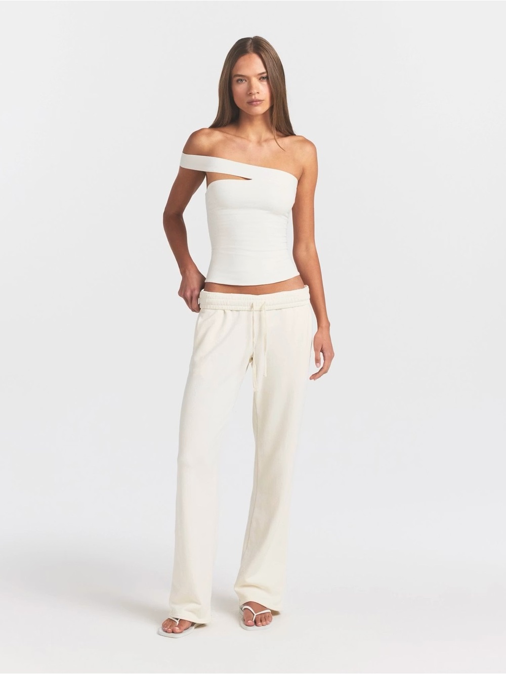 NWT SKIMS French Terry Low Rise Straight Leg Pant - Ecru